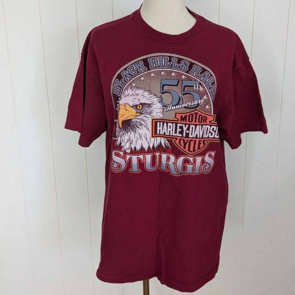 Vintage T-Shirt Sturgis Black Hills Rally 55th Anniv. Large - Red